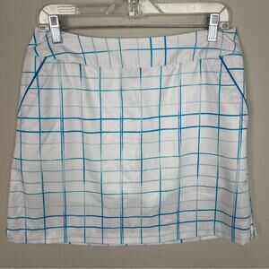 Adidas Teal White Window Pane Check Plaid Skort 6